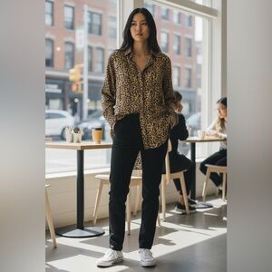 J.Crew Leopard Print Button-Front Tunic Shirt – Women’s Medium